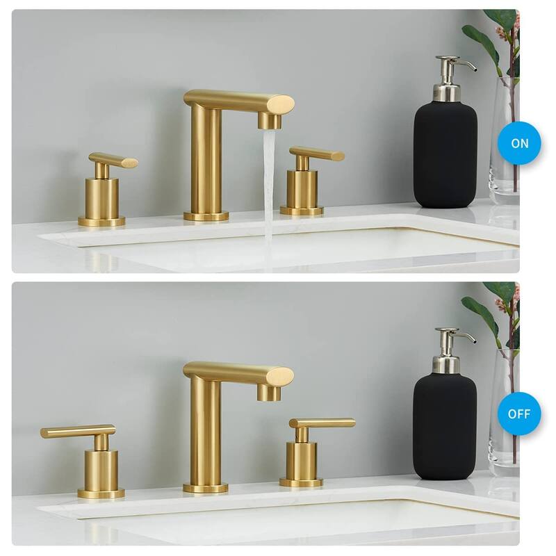 Modern 1.8 GPM Flow Widespread Bathroom Faucet with Stainless Steel Handles and Pop-Up Drain