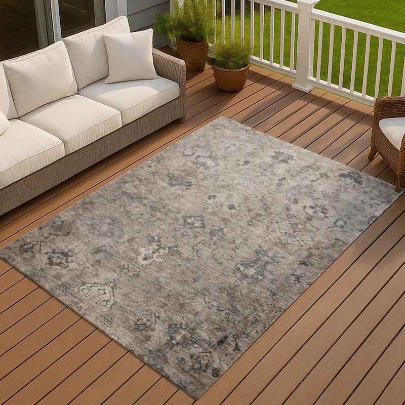 Machine Washable Indoor/ Outdoor Traditional Serenity Chantille Rug - Taupe - 3' x 5'