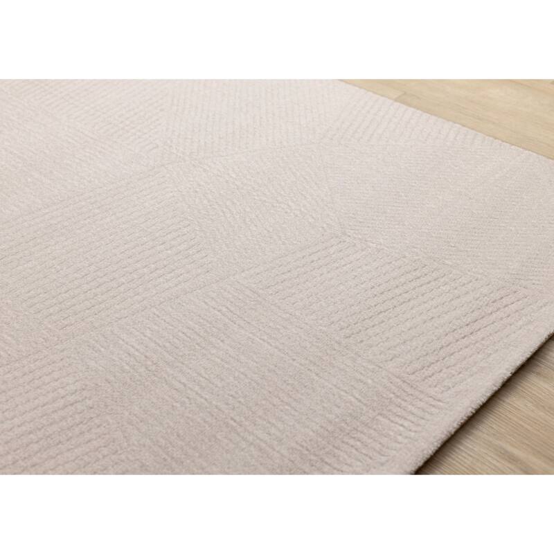 Taupe Striped Geometric Shapes Dense High-Traffic Rug