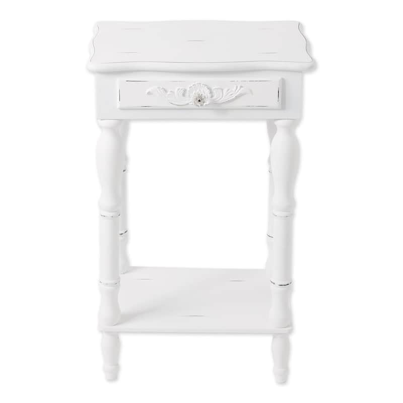 Distressed White Wood Accent Table - 17 3/4" x 13" x 28" high.