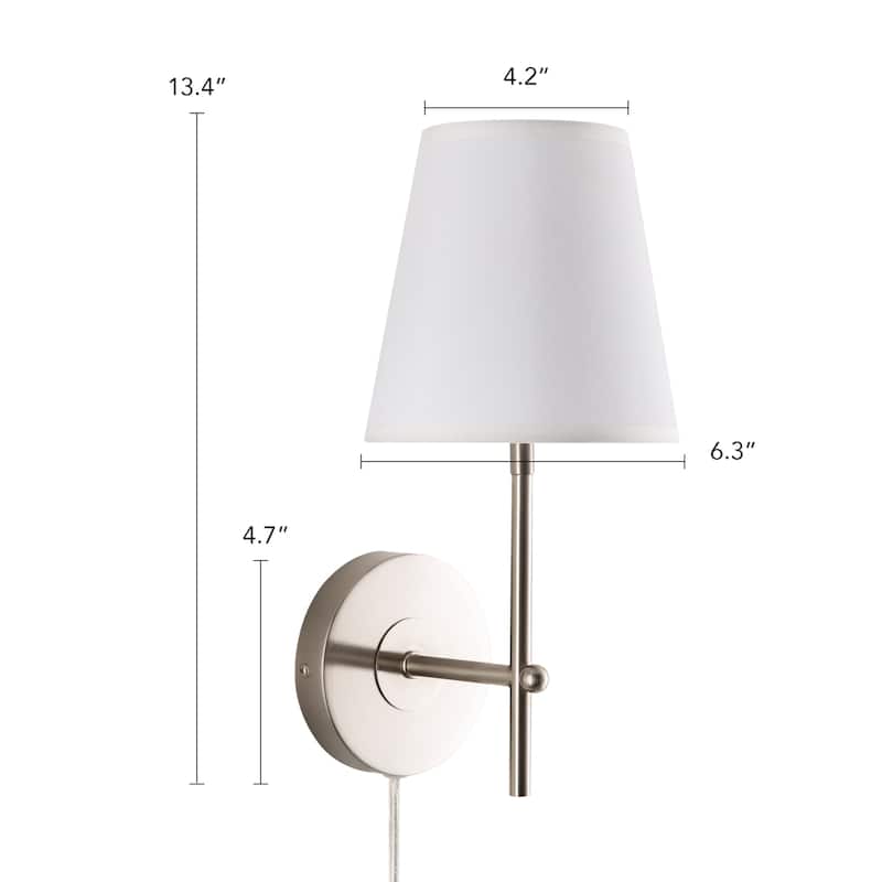 CO-Z 1-Light Wall Sconce Bathroom Vanity Light w White Fabric Shade