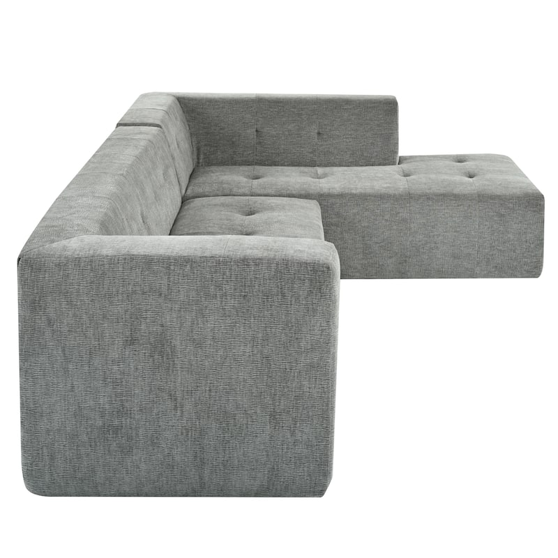 112"x74" Modular Sofa Set, Light Gray Chenille, Easy Assembly