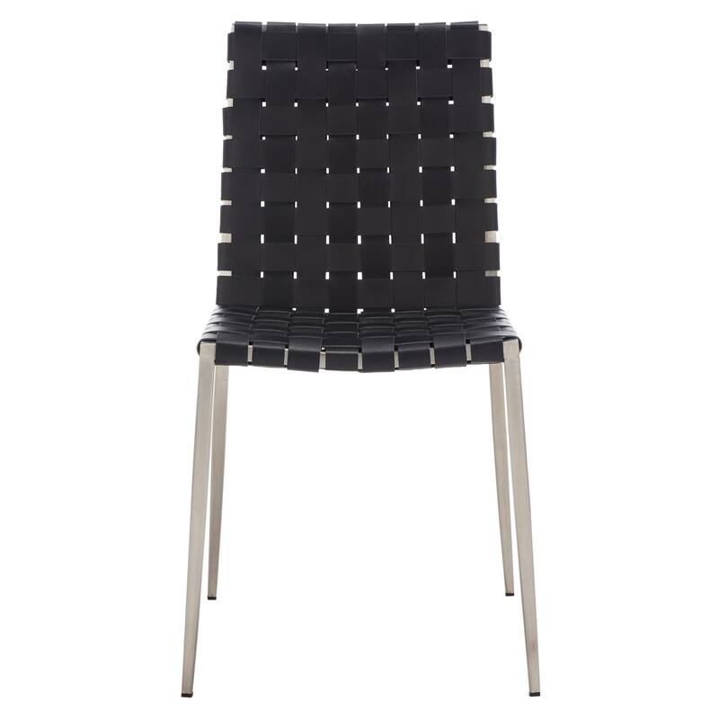 SAFAVIEH Monnie Woven Leather Dining Chair (Set of 2) - 15.8" W x 19.8" L x 33.5" H - 16Wx20Dx34H