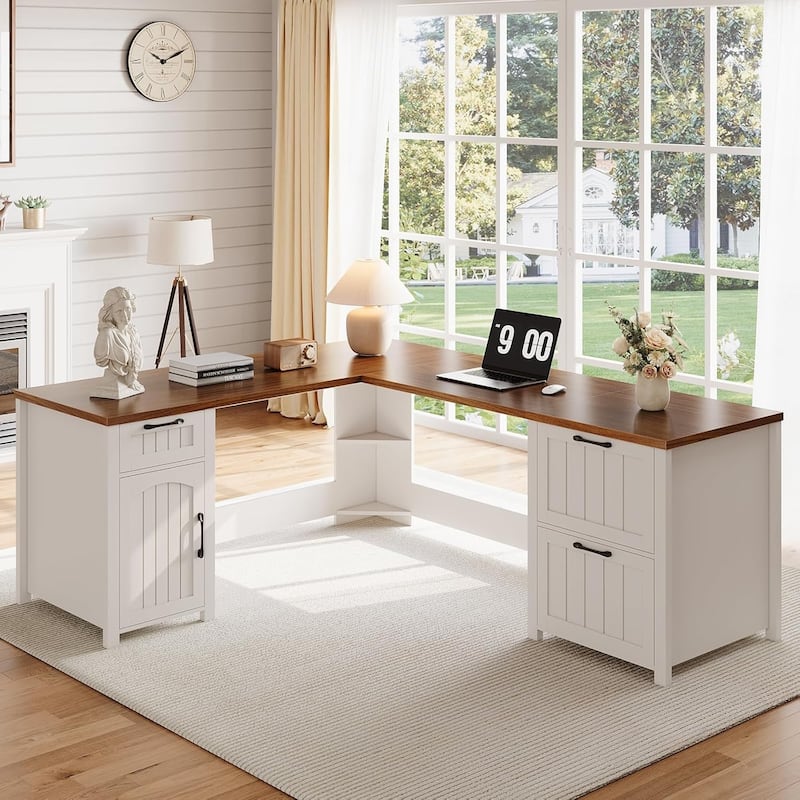 Executive L Shaped Desk Office Desk Drawers Storage Drawers Cabinet