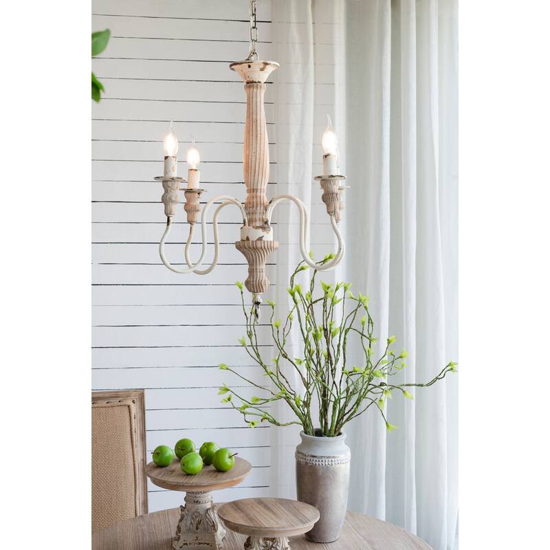 Elegant Wooden Chandelier for Kitchen Island, Candle Hanging Pendant Light Fixtures, Living Room Ceiling Lighting Fixture