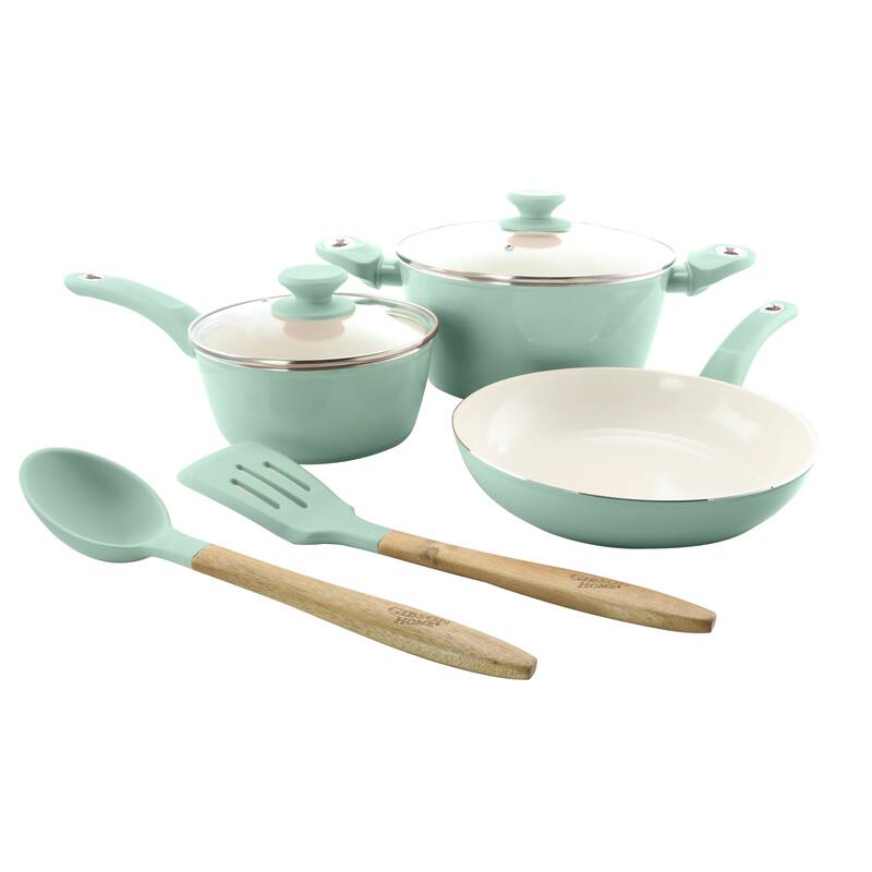 Plaza Cafe 7pc Cookware Set, Sky Blue