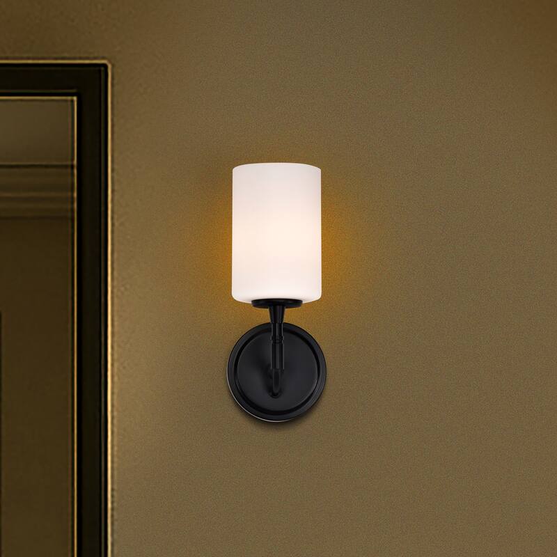 Liam 1 Light Vanity Matte Black White Opal Glass - Matte Black