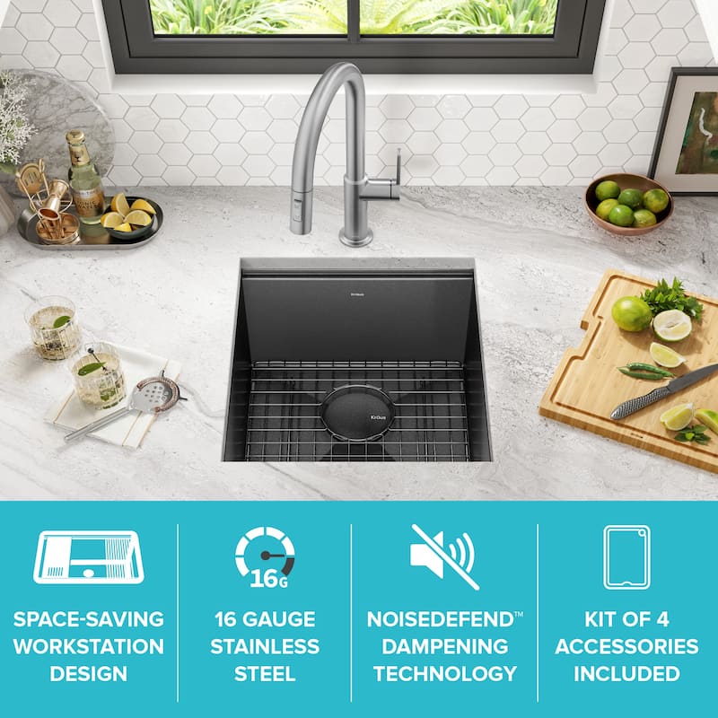 KRAUS Kore Workstation Undermount Stainless Steel Kitchen Sink