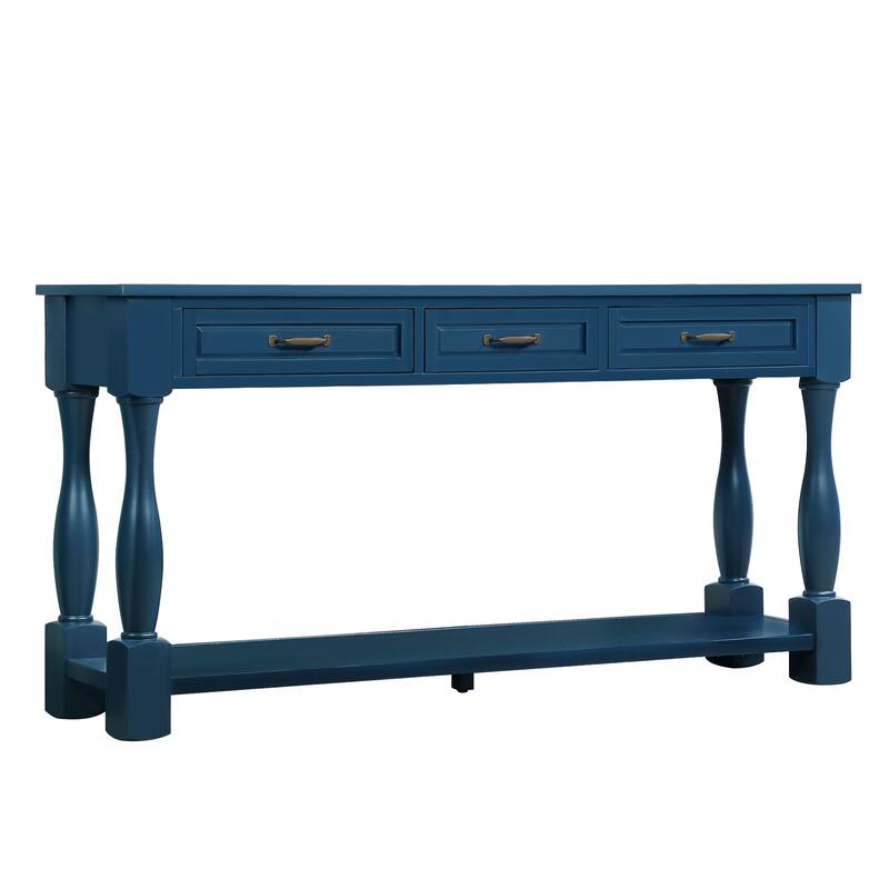 Wood Console Table with 3 Drawers and 1 Bottom Shelf for Entryway Hallway Easy Assembly Extra-thick Sofa Table