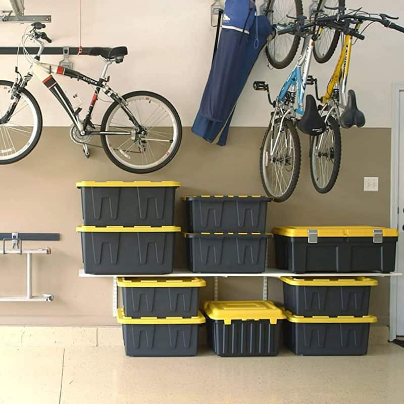 Homz Durabilt Heavy Duty 27 Gallon Plastic Organizer Storage Bin Tote (2 Pack) - 8.12