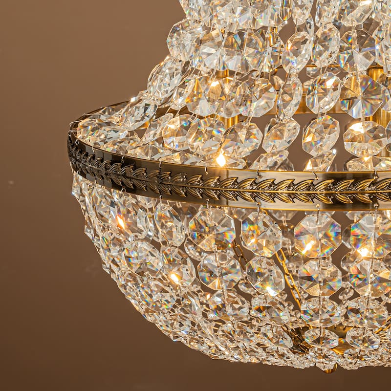 4-Light Vintage And Glam Basket Crystal Chandelier in Antique Gold