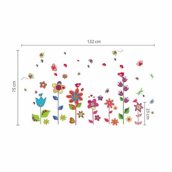 dimension image slide 1 of 3, Walplus Colorful Flower Swallow Children Wall Sticker Nursery Decor