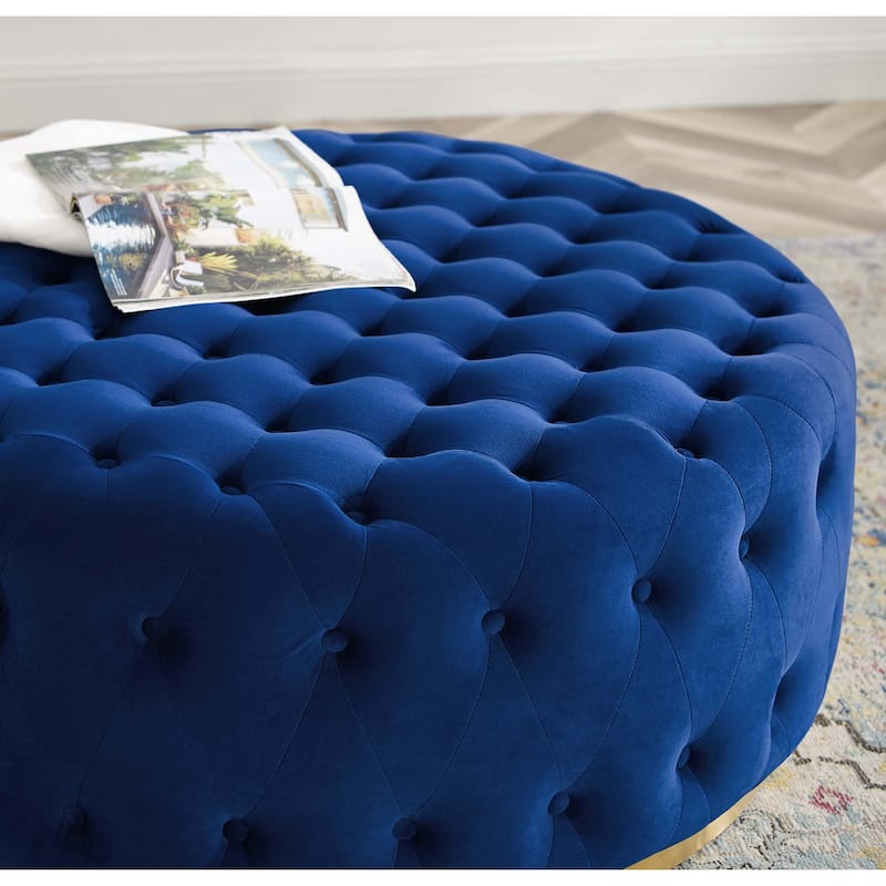 Ensconce Tufted Performance Velvet Round Ottoman