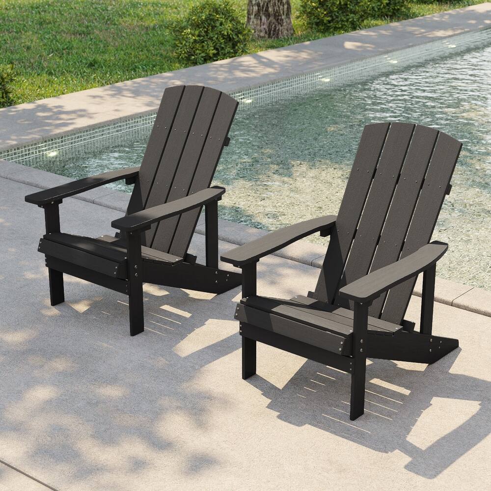 Bonosuki Patio Faux Wood Adirondack Chair Weather Resistant-Set of 2