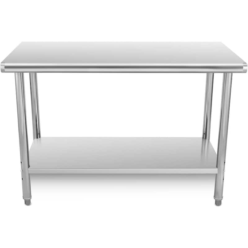 48 x 24 Stainless Steel Prep Table with Under Shelf, Hooks