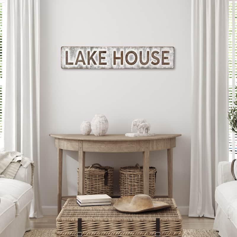 Roven Large Galvanized "Lake House" Sign