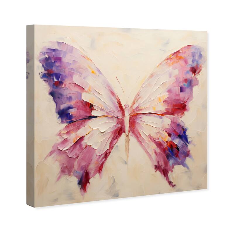 Wynwood Studio Canvas Animals Adventurous Butterlfy Pink and Rustic Wall Art Canvas Print