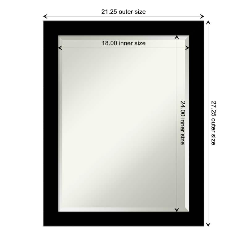 Basic Narrow Beveled Wood Framed Wall Mirror - Basic Black Narrow - Glass Size 18x24
