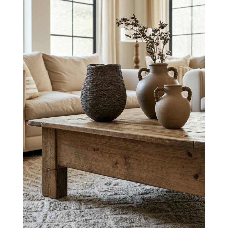 Clay Handmade Decorative Vase Textured and Sculptural Artisan Design - 10.5" x 10.5" x 13"