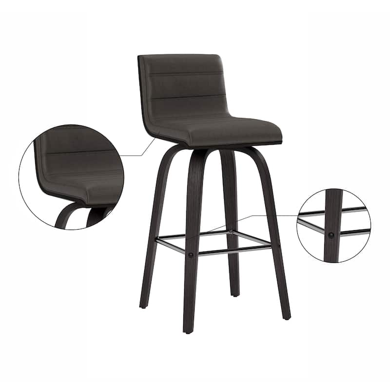 Skara Mid-Century Swivel Counter Stool, Upholstered Counter Height Chair with Bentwood Legs