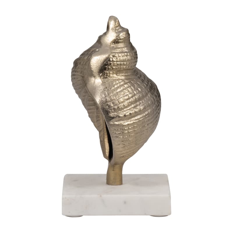 Sagebrook Home Coastal Graceful Shell Figurine, Shimmering Champagne