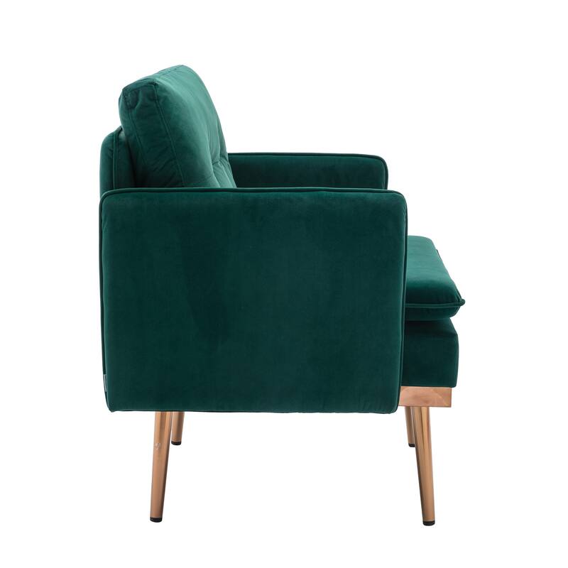 Velvet Upholstered Tufted Accent Chair With Rose Golden feet