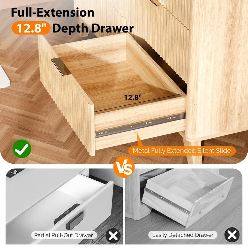 Oak Finish 6-Drawer Double Dresser Grid Chest P2 Particleboard+MDF With Melamine&Vacuum Forming 47.22"W