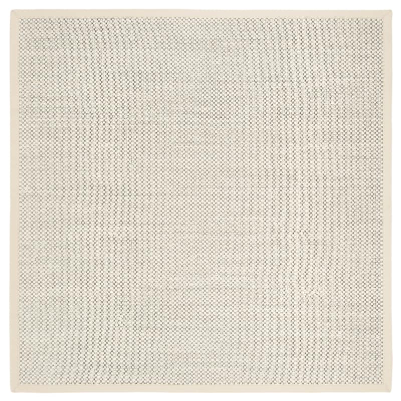 SAFAVIEH Natural Fiber Consuelo Seagrass Rug - 6' Square - Black/Ivory