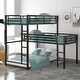 preview thumbnail 1 of 7, L-Shaped Metal Triple Twin Bunk Bed - Space-Saving, Stylish & Safe Black