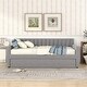 preview thumbnail 2 of 13, Upholstered Full Velvet Daybed with Trundle and Wood Slat Support