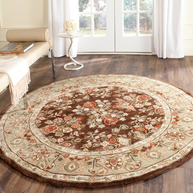 SAFAVIEH Handmade Total Performance Nere Oriental Rug - 6' Round - Brown/Green
