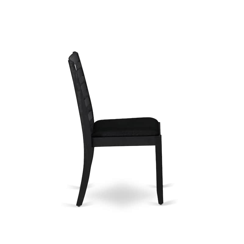 East West Furniture Dining Set Includes a Round Table and Stackable Kitchen Chairs, Black (Pieces & Seat Type Options)