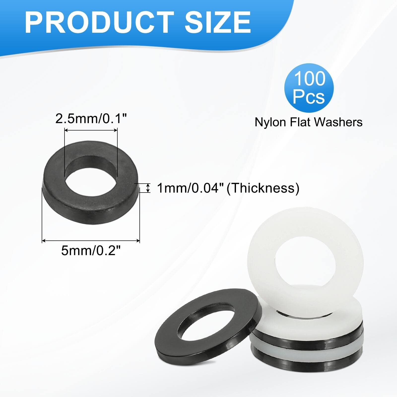Nylon Flat Washers, Round Flat Plain Washer Plastic Gasket Fastener for Household Faucet Pipe Water Hose