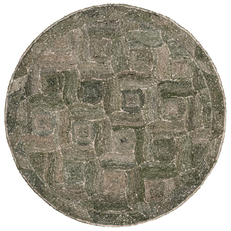 SAFAVIEH Handmade Marquee Mille Wool Rug - 6' Round - Green/Ivory