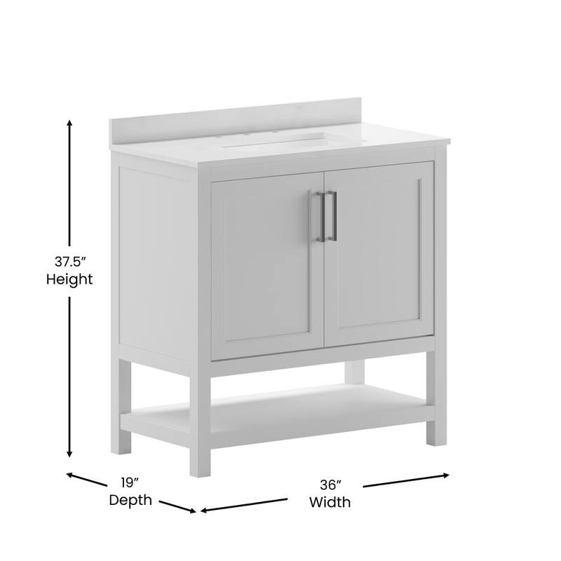 Bathroom Vanity with Undermount Sink and Open Storage Shelf
