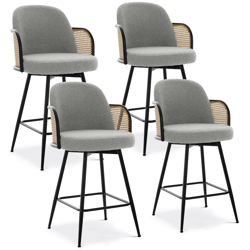 26" Swivel Boucle Fabric Upholstered Bar Stool - 38.2"H x 21.5"W x 23.2"D