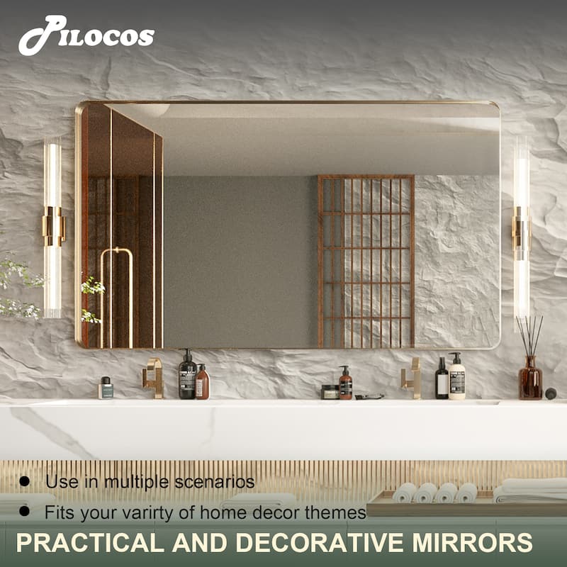 Rectangle Bathroom Mirror for Vanity Wall Mounted Vertical Horizontal Makeup Mirror