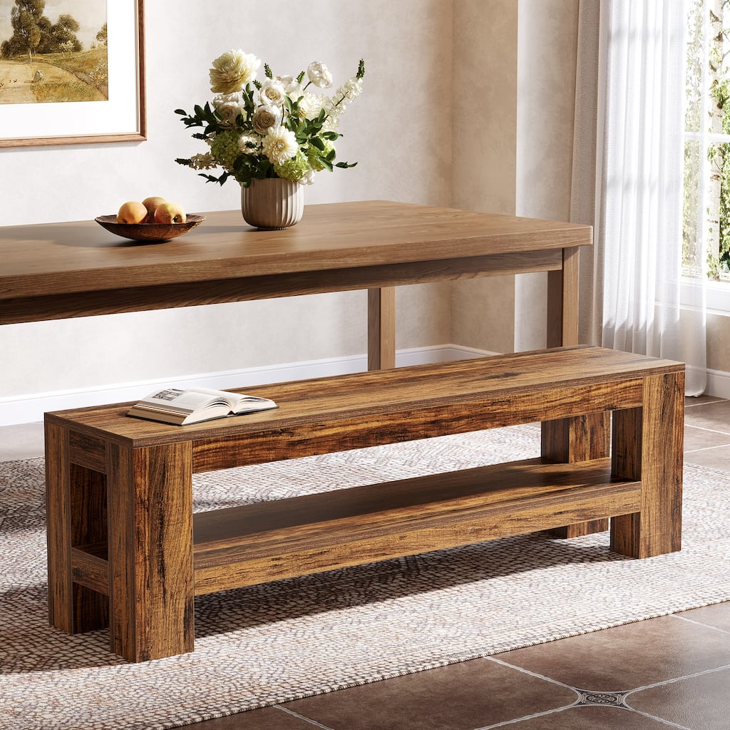 Long Dining Bench with Storage for Kitchen