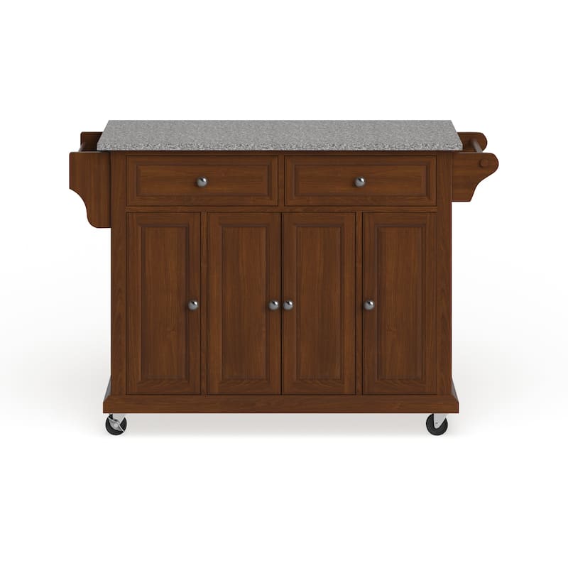 Crosley Full Size Granite Top Kitchen Cart in Cherry - 18"d x 51.5"w x 36"h