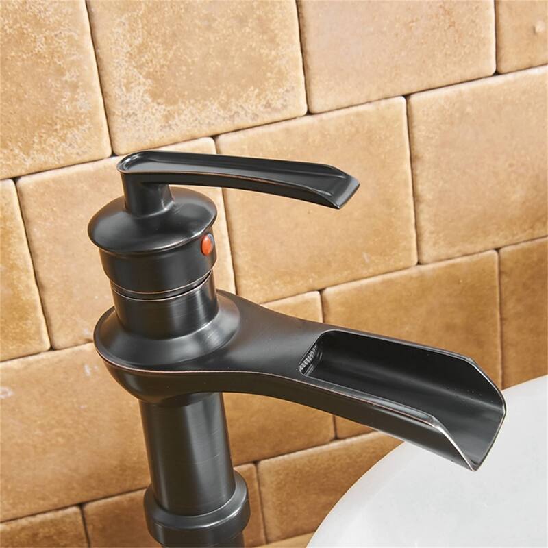 Waterfall Single Handle Bathroom Vessel Faucet With Drain Assembly Single Hole Vessel Sink Faucets Modern Basin Vanity High Tap