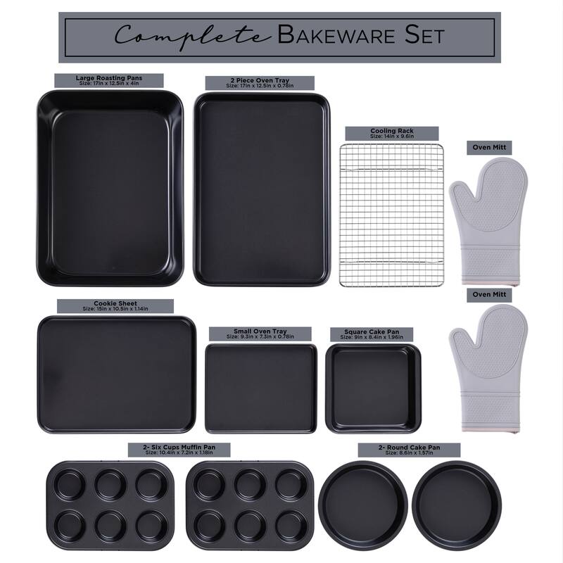 Country Kitchen Nonstick Stackable Bakeware Set - Durable, Easy Release Baking Set, Cream, 13 Pcs