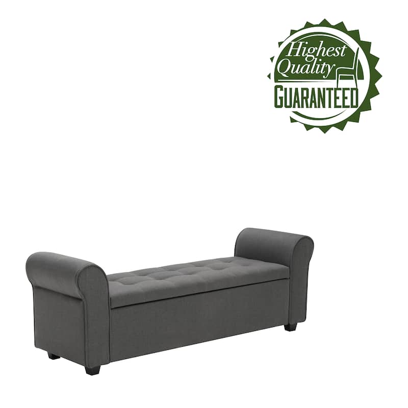 Porthos Home Wena Storage Bench, Rolled Armrests, Fabric Upholstery