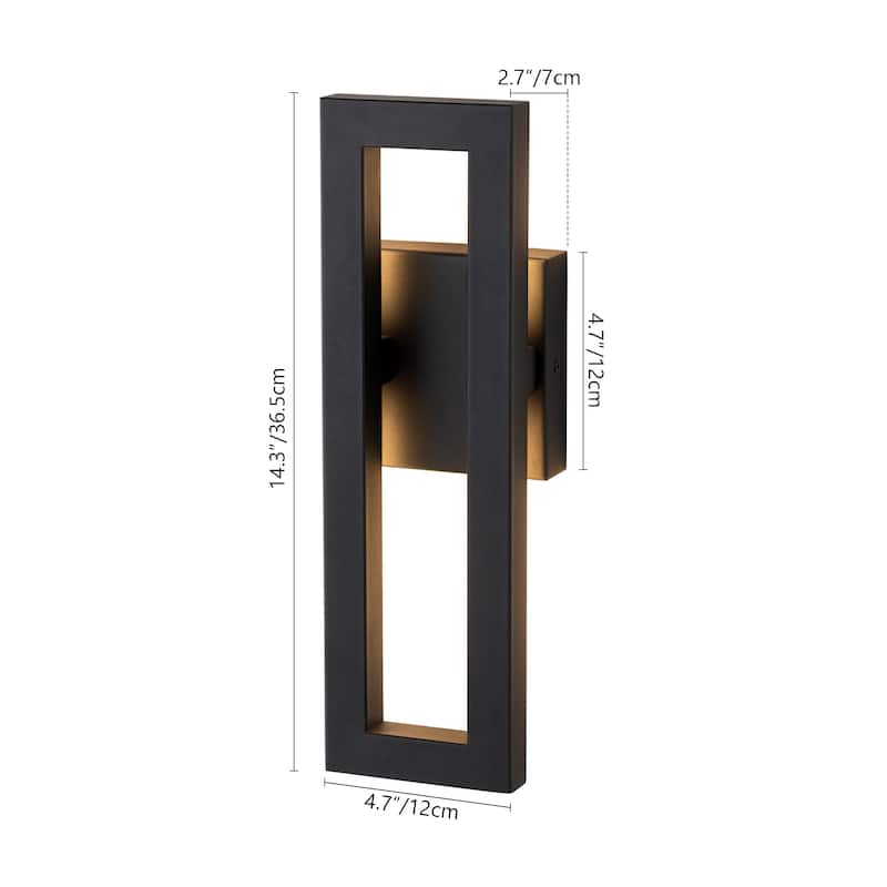 14 in. Industrial Aluminum Square Outdoor Wall Light Integrated LED 3000K Waterproof Lantern Wall Sconce