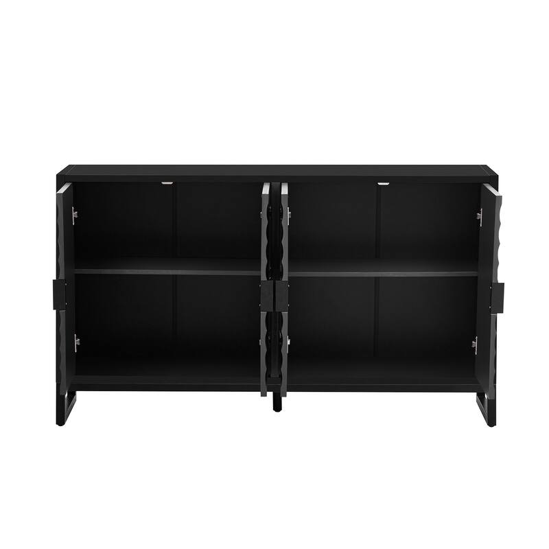 Accent Buffet Cabinet Rubber Wood Veneer Storage Cabinet