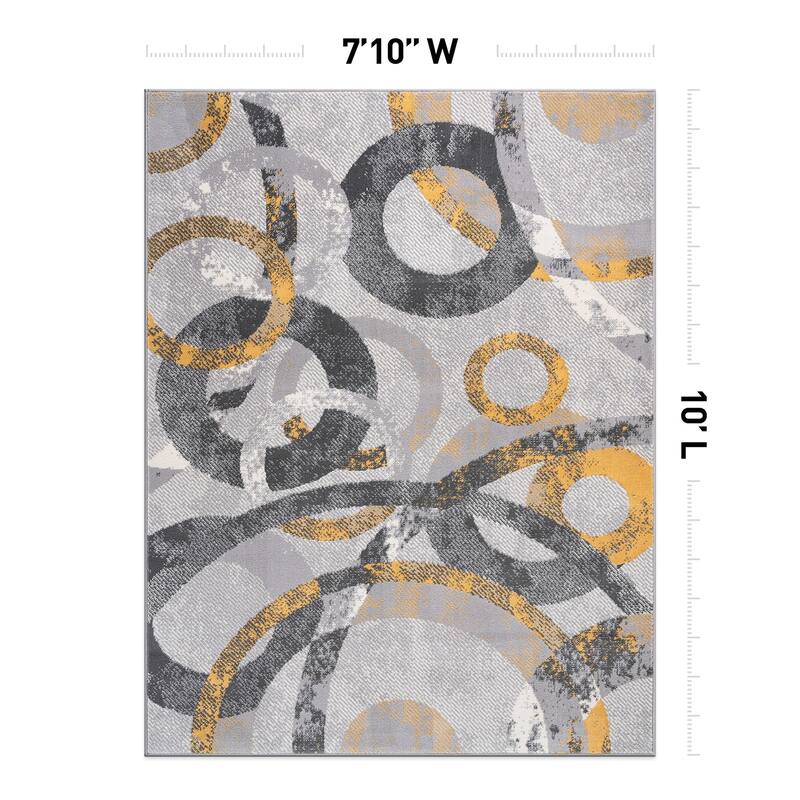 World Rug Gallery Distressed Modern Circles Area Rug