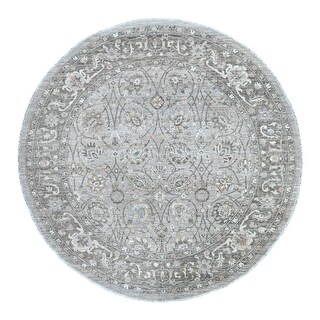 Shahbanu Rugs Silver Gray Fine Peshawar All Over Tabriz Design Hand ...