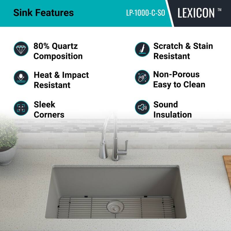Lexicon Kitchen Sink Quartz Composite 32 Inch Galaxy Concrete - 19x32