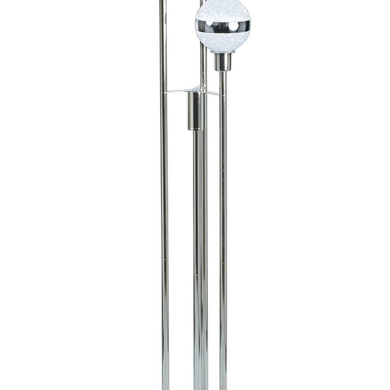 59 Inch Floor Lamp, Modern Accent Globe Glass Shade, Round Base, Nickel