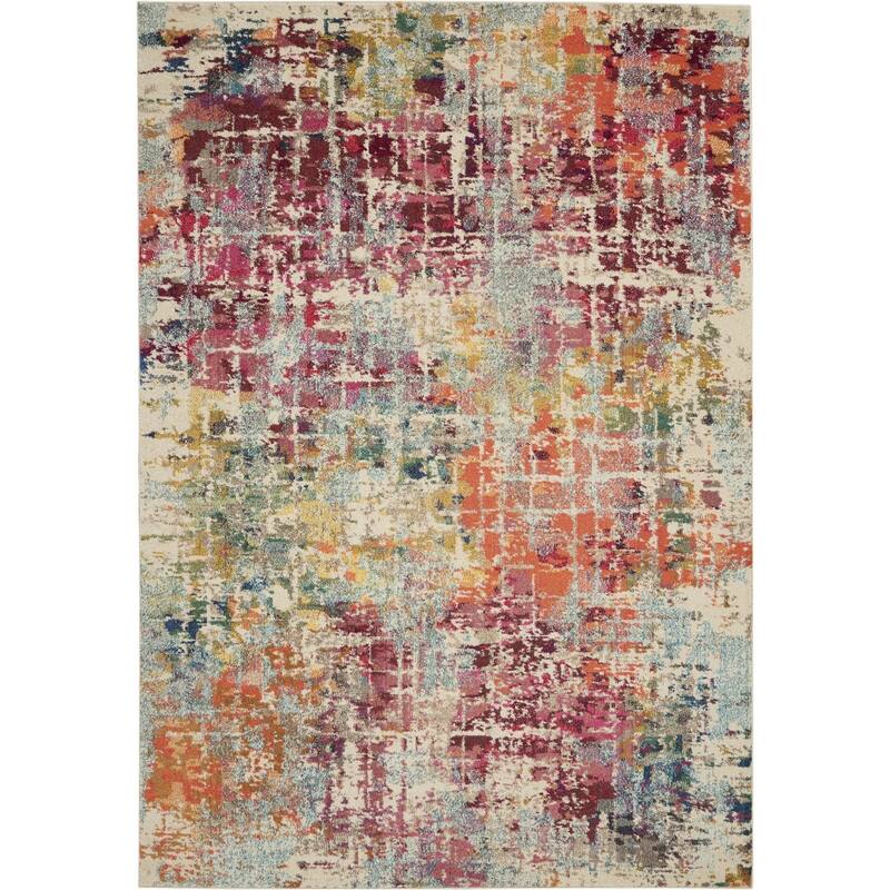 Power Loomed Distressed Abstract Modern Non Skid Stain Resistant Area Rug - 115' X '79' X '0.5
