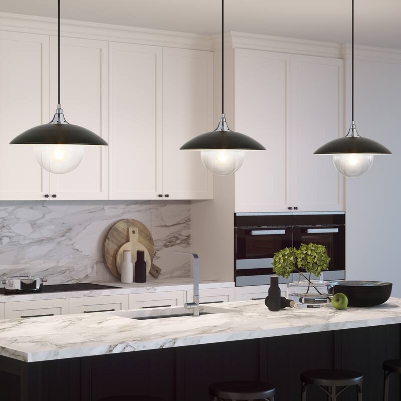 Alvia 14.5" Wide Pendant with Metal/Glass Shade - 14.5" Wide